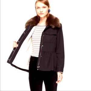 Kate Spade Faux Fur Trim Military Jacket